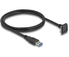 Delock USB 5 Gbps Kabelis USB Typ-A Stecker gerade zu USB Micro-B Stecker 90° nach unten gewinkelt mit Schraubenabstand 18 mm 1 m juodas
