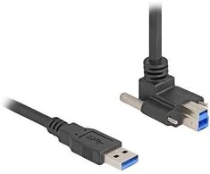 Delock USB 5 Gbps Kabelis USB Typ-A Stecker gerade zu USB Typ-B Stecker mit Schraubenabstand 22 mm 90° nach oben gewinkelt 1 m juodas