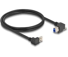Delock USB 5 Gbps Kabelis USB Typ-A Stecker 90° nach unten gewinkelt zu USB Typ-B Stecker mit Schraube 90° nach rechts gewinkelt 1 m juodas