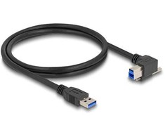 Delock USB 5 Gbps Kabelis USB Typ-A Stecker gerade zu USB Typ-B Stecker mit Schraube 90° nach rechts gewinkelt 1 m juodas
