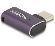 Delock USB Adapteris 40 Gbps USB Type-C™ PD 3.1 240 W Stecker zu Buchse gewinkelt links / rechts 8K 60 Hz Metall