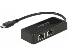 DeLock USB-C > 2x Gigabit LAN (ST-BU) Adapteris Juodas