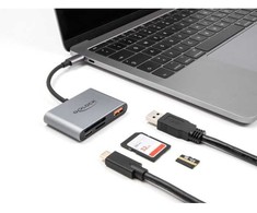 Skaitytuvas Delock DELOCK USB-C Card Reader fur SD und Micro SD Speicherkarten + USB 10 Gbps Typ-A Port und USB Type-C PD 2.0 85 W