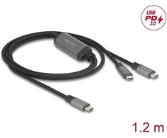 Kabelis USB Delock USB-C - 2x USB-C 1.2 m Juodai-pilka (81271)