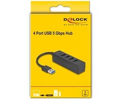 HUB USB Delock USB Hub 4 Port USB 5 Gbps su 4 x gniazdem USB Typ-A juoda