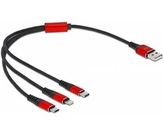 „Delock“ USB įkrovimo laidas „3 in 1 Type-A“ su „Lightning™“ / 2 x USB Type-C™ 30 cm