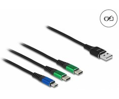 Kabelis USB Delock USB-A - 2x USB-C + microUSB 1 m Juodas (87882)