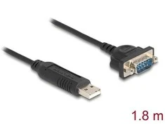 Delock USB RS-232 Adapteris USB 2.0 zu D-Sub 9 Stecker mit Muttern kompaktem seriellen Steckergehäuse 1,8 m