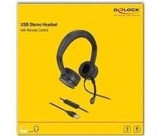 Delock USB Stereo Headset mit Kabelfernbedienung und Quick-Mute Taste für PC Notebook - Headset