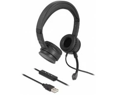 Delock USB Stereo Headset mit Kabelfernbedienung und Quick-Mute Taste für PC Notebook - Headset