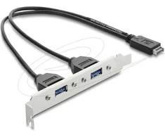 Delock USB Typ-E Key A Stecker zu 2 x USB 5 Gbps Typ-A Buchse mit Slotblech Anschlusskabel 35,5 cm