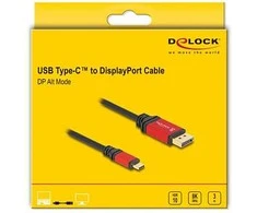 DELOCK ?USB Type-C zu DisplayPort Kabelis DP Alt Mode 8K 30 Hz mit HDR Funktion 3m raudona