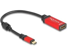 DELOCK USB Type-C zu HDMI Adapteris DP Alt Mode 8K 60 Hz mit HDR Funktion raudona