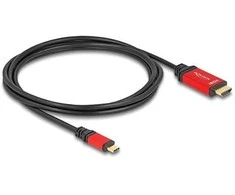 DELOCK ?USB Type-C zu HDMI Kabelis DP Alt Mode 8K 60 Hz mit HDR Funktion 2m raudona