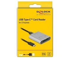 Delock 91751 - CFexpress - Sidabrinis - 10000 Mbit/s - Aliuminio - - Windows 7 32-bit / 7 64-bit / 8.1 32-bit / 8.1 64-bit / 10 32-bit / 10 64-bit - Linux Kernel... - USB 3.2 Gen 1 (3.1 Gen 1) Type-C