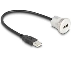 DELOCK USB2.0 Typ-A Einbaubuchse mit Kabelp. St. Alu.30cm