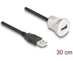 DELOCK USB2.0 Typ-A Einbaubuchse mit Kabelp. St. Alu.30cm