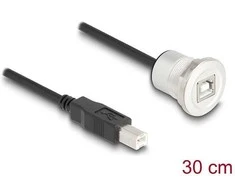DELOCK USB2.0 Typ-B Einbaubuchse mit Kabelp. St. Alu.30cm