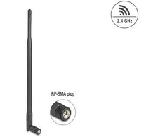 Delock WiFi 2,4 GHz Antenne RP-SMA Stecker 7 dBi omnidirektional mit Kippgelenk juodas