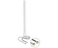Delock WiFi 6 Doppelantenne 2 x I-PEX Inc., MHF® I Stecker 2 - 5 dBi 17 cm omnidirektional mit Kippgelenk baltas