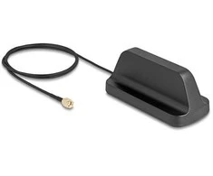 Delock WiFi 7 Antenne RP-SMA Stecker 2,5 - 3,6 dBi omnidirektional mit magnetischem Standfuß und Anschlusskabel ULA100 1 m outdoor juodas
