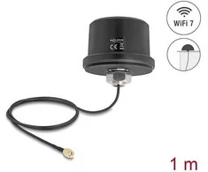 Delock WiFi 7 Antenne RP-SMA Stecker 3,1 - 3,5 dBi omnidirektional mit Anschlusskabel ULA100 1 m Dachmontage outdoor juodas