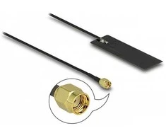 DELOCK WLAN WiFi 6 802.11 ac/ax/a/h/b/g/n Antenne RP-SMA Stecker 2 - 4 dBi 15cm PCB intern Klebemontage