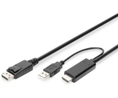 Assmann Electronic DIGITUS HDMI į DP adapterio kabelis 2m 4K/30Hz išorinis Maitinimas per USB - A