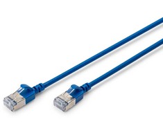 Digitus CAT 6A klasa Ea, F/FTP, skrętka patch, Cu, LSZH, AWG 32/7, ilgis: 1 m, mėlyna