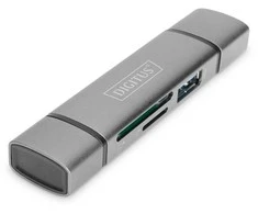 DIGITUS Reader USB-C + USB 3.0, SD + Micro SD + USB3.0 OTG