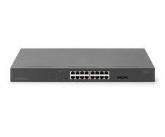 Šakotuvas Digitus 16-PORT GBIT SWITCH 19ZOLL UNMA - 2-PORT GBIT SFP UNMA POE SWITCH