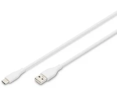 „Digitus Silicone“ USB-A - USB-C jungiamasis kabelis, USB 2.0 60W, 1m Baltas
