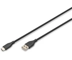 „Digitus Silicone“ USB-A - USB-C jungiamasis kabelis, USB 2.0 60W, 2m Juodas