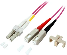 Efb Elektronik EFB EFB LWL Kabelis Duplex Jumper LC-SC 50/125 OM4 1 Meter LSZH Halogenfrei erika violett 2.0mm geprueft mit Messprotokoll
