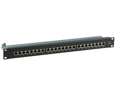 Efb Elektronik EFB Patchpanel STP 24xRJ45 Cat.6, 19" 1HE, juodas, geschirm