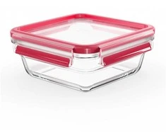 Emsa Clip&amp;Close stiklinis maisto konteineris 0,8 L raudonas