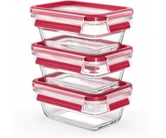 EMSA Clip&amp;Close Glass Food Storage Box 3 vnt