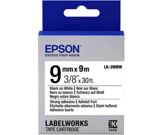 Epson LK-3WBW (C53S653007) Ženklinimo juostos kasetė, Strong Adhesive, Juodas on Baltas 9mm, 9m
