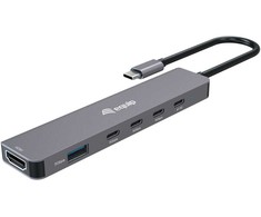 Equip Adapteris USB-C->HDMI/3xUSB-C/USB-A 4K/ 60Hz 0.25m Alu.