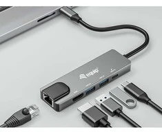Equip 133489 knyginių kompiuterių dokas / jungčių replikatorius Vielinis USB 3.2 Gen 1 (3.1 Gen 1) Type-C Pilka