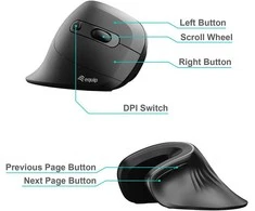 Equip Ergonomiška Pelė USB-A/-C Stker 1.80m Rechts juodas