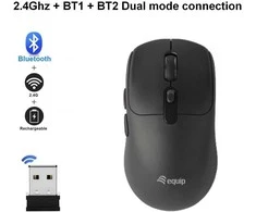 Pelė Equip Kompaktmaus Wireless Dual Mode 6Btn L+R juodas