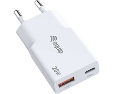 Įkroviklis Equip GaN Slim 1 USB-A 1 USB-C Baltas (245522)