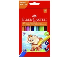 Spalvoti pieštukai Faber-Castell Jumbo, Tribriauniai, 12 spalvų
