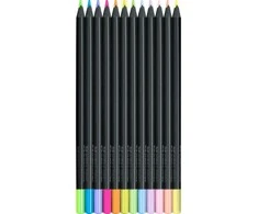 Spalvoti pieštukai Faber-Castell Juodas Edition, 12 neoninių ir pastelinių spalvų