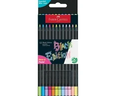Spalvoti pieštukai Faber-Castell Juodas Edition, 12 neoninių ir pastelinių spalvų