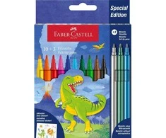 Spigen Faber-Castell - Felt-Tip Pen Dinosaur 10 + 3 with Stickers (554214)