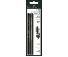 Medžio anglies pieštukų rinkinys Faber-Castell PITT, S, M, H, 3vnt