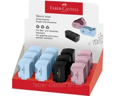 Drožtukas Faber-Castell Sleeve, su konteineriu, vienos skylės, įvairių spalvų