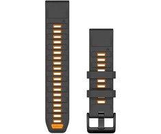 Garmin QuickFit® 22 Watch Bands, Graphite/Spark Oranžinis Silicone